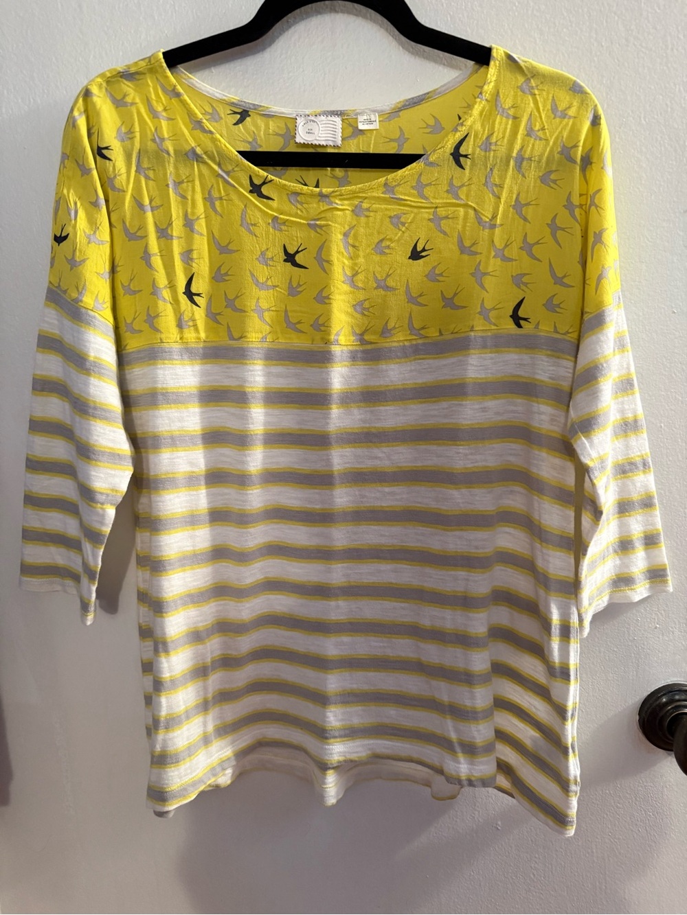 Anthropologie Yellow Bird-Print Shirt